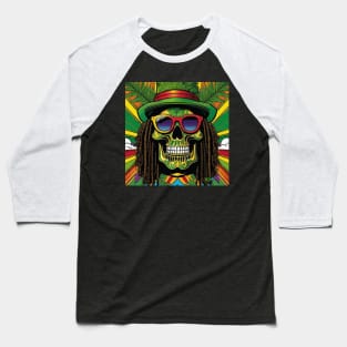 Reggae Music - Jamaican Stoner Skull 15 Baseball T-Shirt